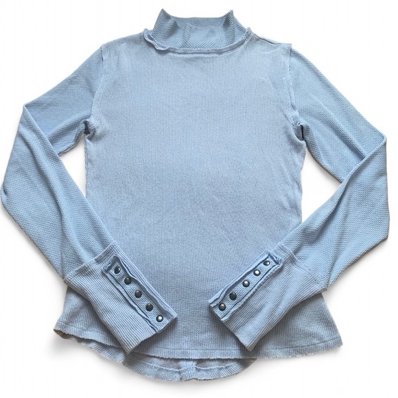 WE THE FREE Free People Women’s Jojo long sleeve thermal Light Blue Knit Medium - Picture 4 of 8